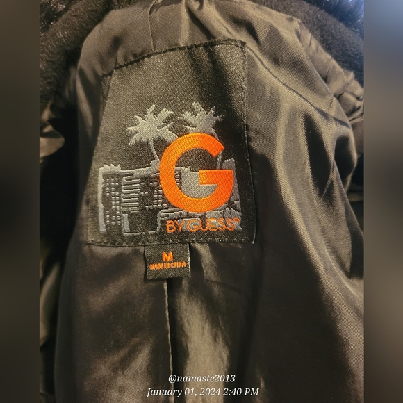 Guess Wool Blend Faux Fur Collar Pea Coat Luxury Designer Jacket Winter #677 - Picture 13 of 15